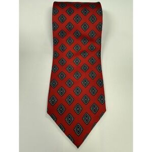 VTG Ferrell Reed 100% Silk Tie Red Green Geometric Mens Necktie EUC 60 1/2x3 5/8